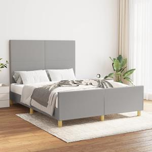 VidaXL Bedframe met hoofdbord stof lichtgrijs 140x190 cm