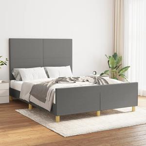 VidaXL Bedframe met hoofdbord stof donkergrijs 140x190 cm