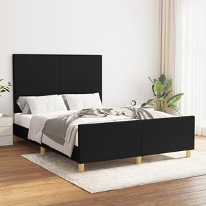 VidaXL Bedframe met hoofdbord stof zwart 140x190 cm