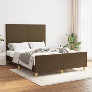 VidaXL Bedframe met hoofdbord stof donkerblauw 140x190 cm