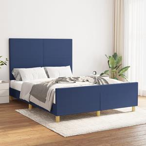 VidaXL Bedframe met hoofdbord stof blauw 140x190 cm