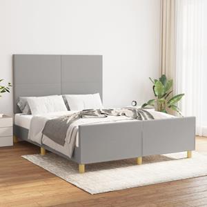 VidaXL Bedframe met hoofdbord stof lichtgrijs 140x200 cm