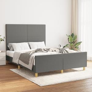 VidaXL Bedframe met hoofdbord stof donkergrijs 140x200 cm