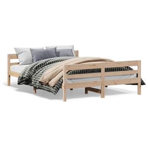 VidaXL Bedframe met hoofdbord massief grenenhout wit 140x200 cm