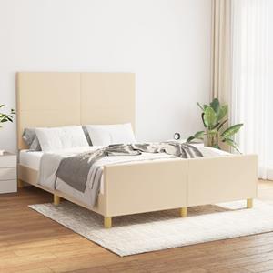 VidaXL Bedframe met hoofdbord stof crèmekleurig 140x200 cm