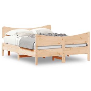 VidaXL Bedframe met hoofdbord massief grenenhout wit 140x200 cm