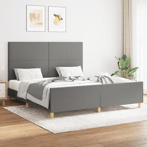 VidaXL Bedframe met hoofdbord stof donkergrijs 160x200 cm