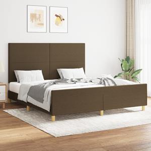 VidaXL Bedframe met hoofdbord stof donkerbruin 160x200 cm