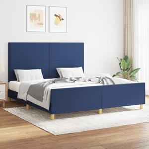 VidaXL Bedframe met hoofdbord stof blauw 160x200 cm