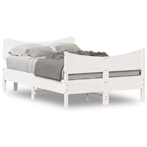 VidaXL Bedframe met hoofdbord massief grenenhout wit 120x200 cm