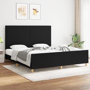 VidaXL Bedframe met hoofdbord stof zwart 180x200 cm