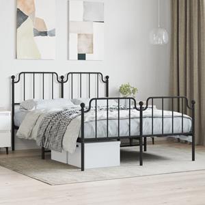 VidaXL Bedframe met hoofd- en voeteneinde metaal zwart 135x190 cm