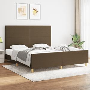 VidaXL Bedframe met hoofdbord stof donkerbruin 180x200 cm