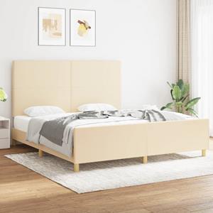 VidaXL Bedframe met hoofdbord stof crèmekleurig 180x200 cm