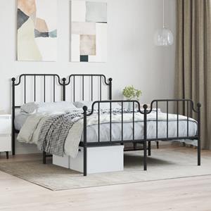 VidaXL Bedframe met hoofd- en voeteneinde metaal zwart 140x190 cm