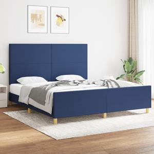 VidaXL Bedframe met hoofdbord stof blauw 180x200 cm