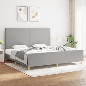 VidaXL Bedframe met hoofdbord stof lichtgrijs 200x200 cm