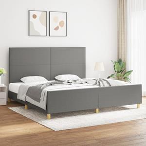 VidaXL Bedframe met hoofdbord stof donkergrijs 200x200 cm