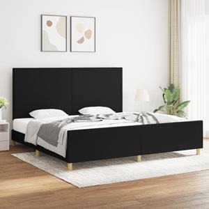 VidaXL Bedframe met hoofdbord stof zwart 200x200 cm