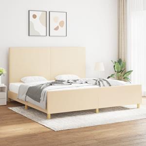 VidaXL Bedframe met hoofdbord stof crèmekleurig 200x200 cm