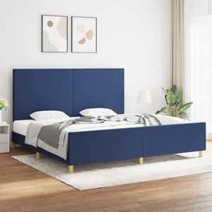 VidaXL Bedframe met hoofdbord stof blauw 200x200 cm