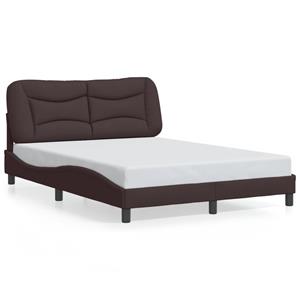 VidaXL Bedframe met hoofdbord stof donkerbruin 120x200 cm