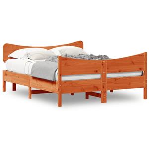 VidaXL Bedframe met hoofdbord massief grenenhout wasbruin 140x190 cm