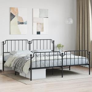 VidaXL Bedframe met hoofd- en voeteneinde metaal zwart 200x200 cm