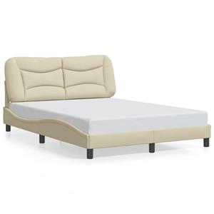 VidaXL Bedframe met hoofdbord stof crèmekleurig 120x200 cm