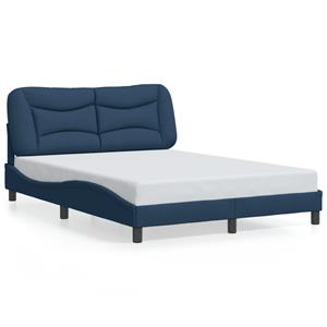 VidaXL Bedframe met hoofdbord stof blauw 120x200 cm