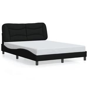 VidaXL Bedframe met hoofdbord stof zwart 140x190 cm