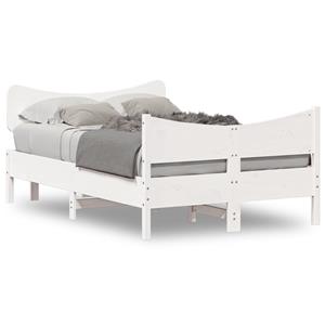 VidaXL Bedframe met hoofdbord massief grenenhout wit 120x190 cm