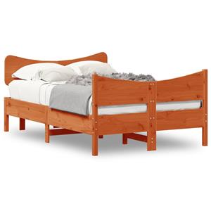 VidaXL Bedframe met hoofdbord massief grenenhout wasbruin 120x190 cm