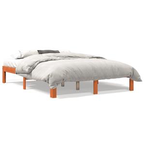 VidaXL Bedframe massief grenenhout wasbruin 135x190 cm