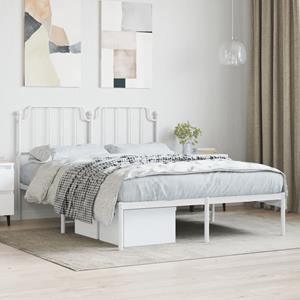 VidaXL Bedframe met hoofdbord metaal wit 135x190 cm