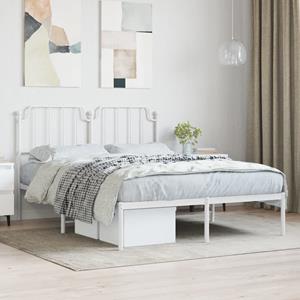 VidaXL Bedframe met hoofdbord metaal wit 140x190 cm