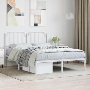 VidaXL Bedframe met hoofdbord metaal wit 140x200 cm