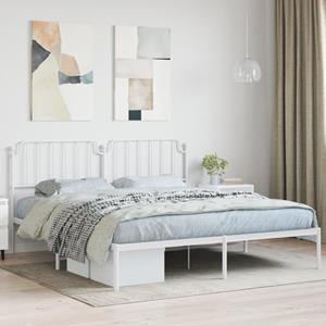 VidaXL Bedframe met hoofdbord metaal wit 160x200 cm