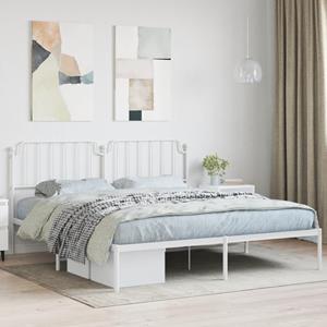 VidaXL Bedframe met hoofdbord metaal wit 180x200 cm