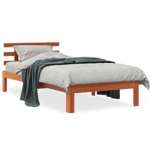 VidaXL Bedframe met hoofdbord massief grenenhout wasbruin 75x190 cm