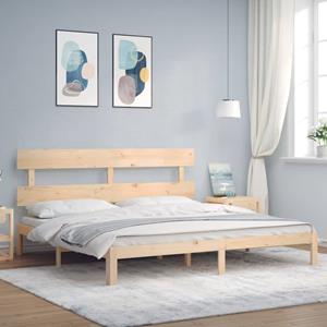 VidaXL Bedframe met hoofdbord massief hout 200x200 cm