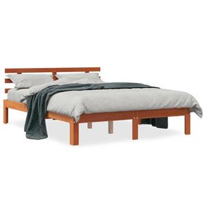 VidaXL Bedframe met hoofdbord massief grenenhout wasbruin 120x190 cm