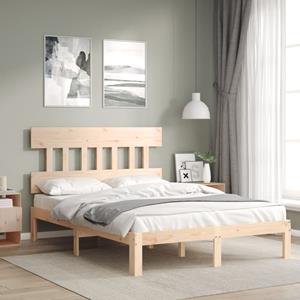 VidaXL Bedframe met hoofdbord massief hout 140x190 cm