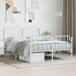 VidaXL Bedframe met hoofd- en voeteneinde metaal wit 135x190 cm