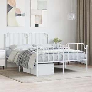 VidaXL Bedframe met hoofd- en voeteneinde metaal wit 150x200 cm