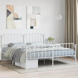 VidaXL Bedframe met hoofd- en voeteneinde metaal wit 160x200 cm