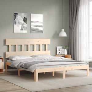 VidaXL Bedframe met hoofdbord massief hout 160x200 cm