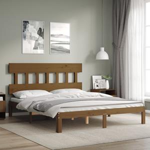 VidaXL Bedframe met hoofdbord hout honingbruin 160x200 cm