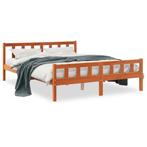 VidaXL Bedframe met hoofdbord massief grenenhout wasbruin 150x200 cm