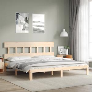 VidaXL Bedframe met hoofdbord massief hout 200x200 cm